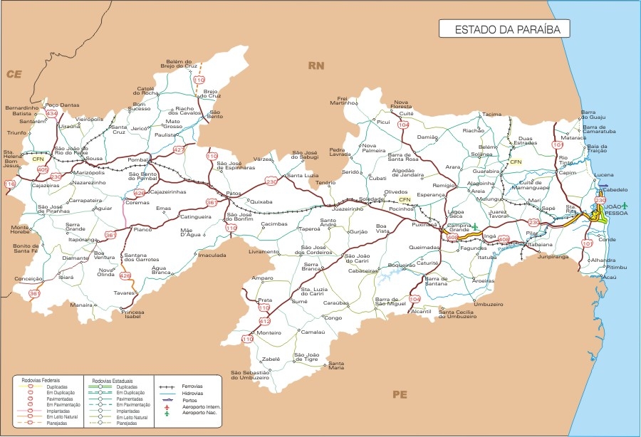 Para Ba Poder Perder 67 Munic Pios Com PEC Apresentada Por Guedes No   Paraíba Mapa Rodoviário 